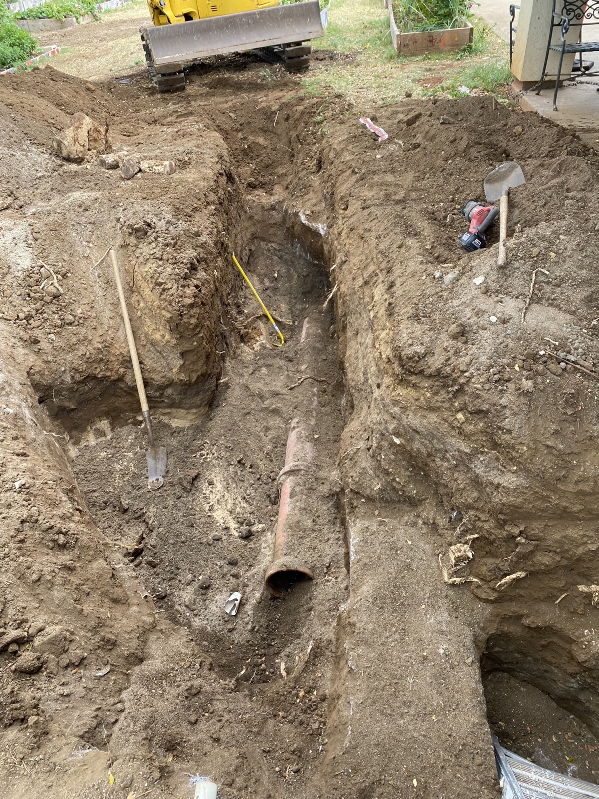 Sewer line root penetration replacement (Before)